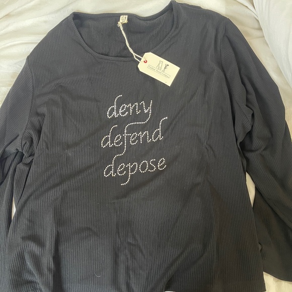 Fashion Brand Company Tops - NWT Fashion Brand Company Deny Defend Depose Tencel w rhinestone words, 5XL